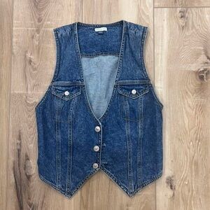 American Eagle Denim Button-Up Vest
